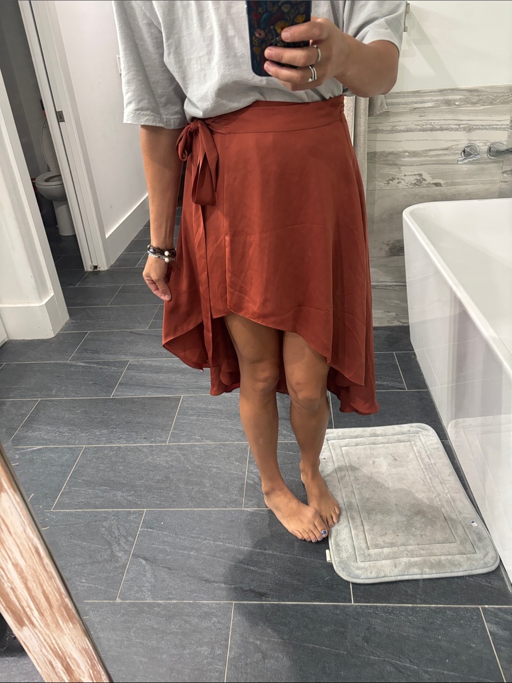 House of Harlow x Revolve Rust High-Low Wrap Skirt